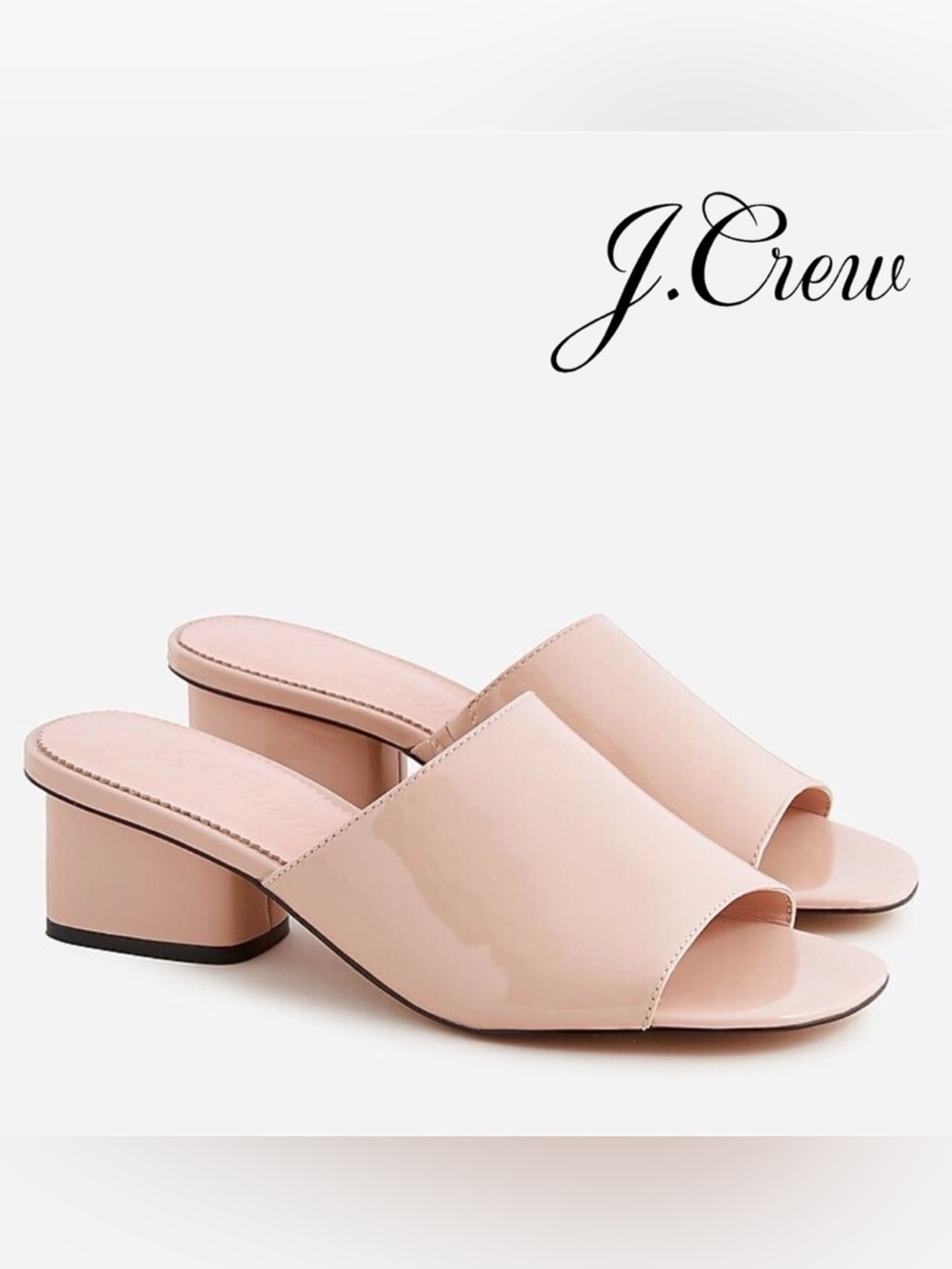 J. Crew Patent Leather Simple Slide Sandals Mules Nude Desert Taupe